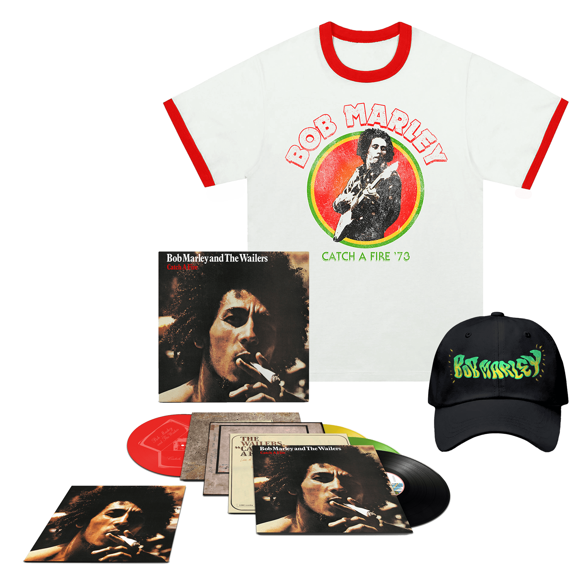 Catch A Fire (50th Anniversary): Exclusive Colour Vinyl 3LP/12″, Ringer T-Shirt + Cap
